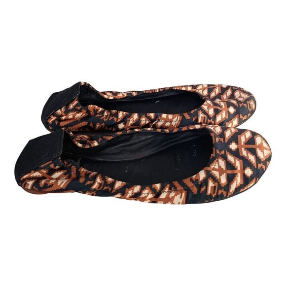 Tory Burch Slip On Ballet Flats Shoes Fabric Leather Brown Black Women's 7.5 M - Picture 4 of 13